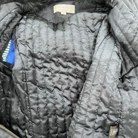 Marc New York Andrew Marc Women's MD Deep Navy Faux Fur Gold Zip Sleeveless Vest - Picture 4 of 5